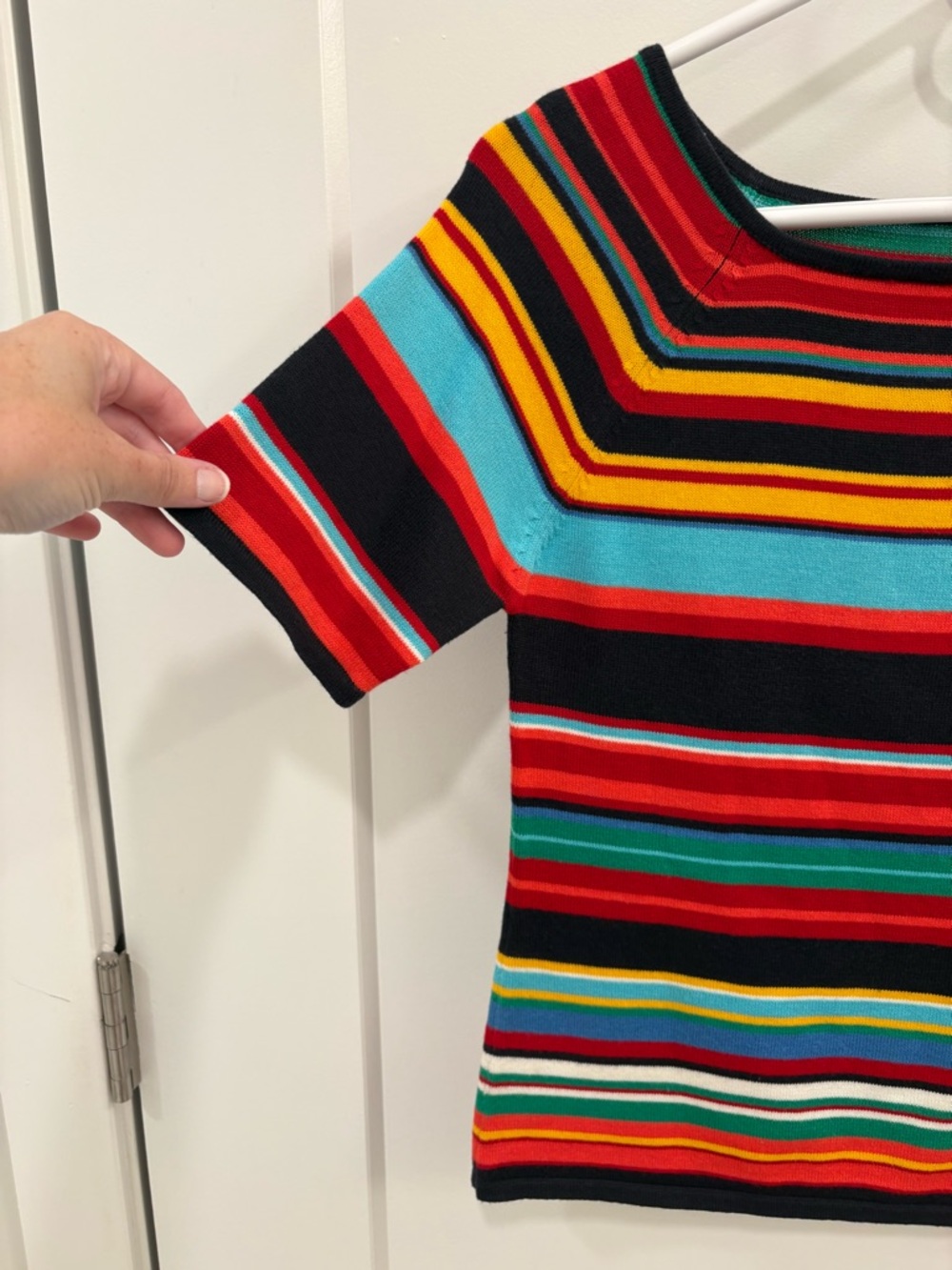 Vintage 90s Knit Cotton Blend Multicolor Stripe Paul Harris Design Sweater Sz S - Picture 3 of 8